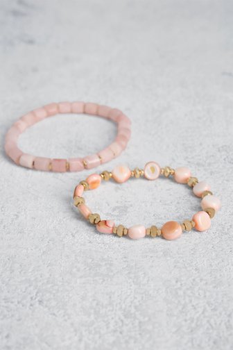 Set de 2 bracelets avec perles rose clair de Liberty Island pour Femmes