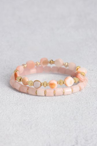 Set de 2 bracelets avec perles rose clair de Liberty Island pour Femmes