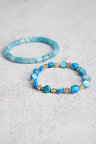 Set de 2 bracelets avec perles turquoise de Liberty Island pour Femmes
