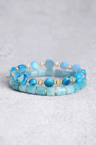Set de 2 bracelets avec perles turquoise de Liberty Island pour Femmes