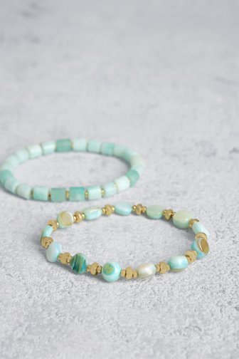Set de 2 bracelets avec perles vert clair de Liberty Island pour Femmes