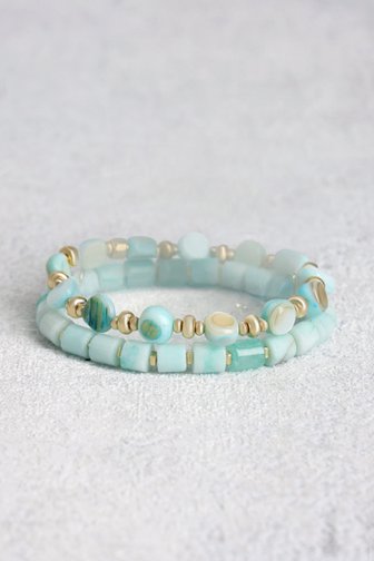 Set de 2 bracelets avec perles vert clair de Liberty Island pour Femmes