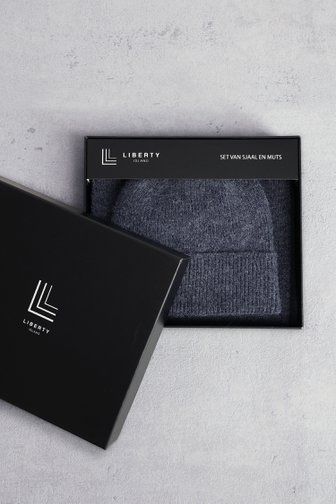 Voorkant van Set van blauwe sjaal en muts door Liberty Island voor Heren