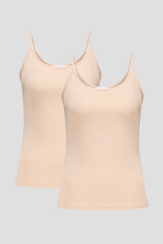 Voorkant van Set van twee beige topjes met spaghettibandjes door Liberty Island voor Dames