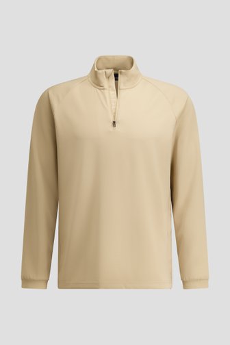 Le devant de Shirt de golf beige avec courte fermeture zippée de Dansaert Golf Club pour Hommes