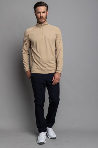 Le devant de Shirt de golf beige avec courte fermeture zippée de Dansaert Golf Club pour Hommes