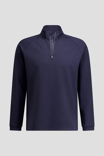 Le devant de Shirt de golf bleu à avec fermeture zippée de Dansaert Golf Club pour Hommes