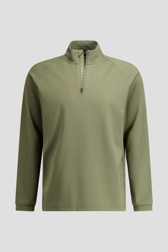 Le devant de Shirt de golf vert avec courte fermeture zippée de Dansaert Golf Club pour Hommes