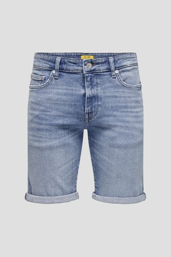 Le devant de Short en jean bleu de Only & Sons pour Hommes