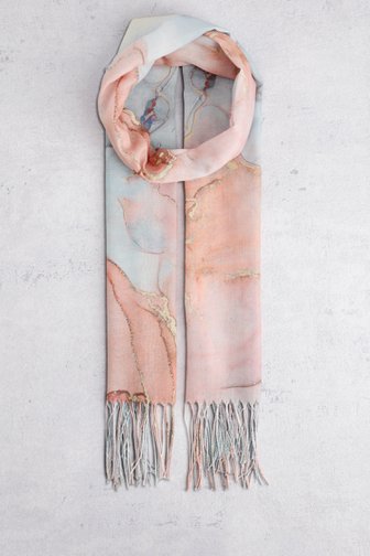 Voorkant van Sjaal met abstracte blauw-roze print door Liberty Island voor Dames