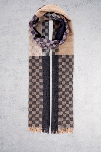 Achterkant van Sjaal met grijs-beige dampatroon door Liberty Island voor Heren