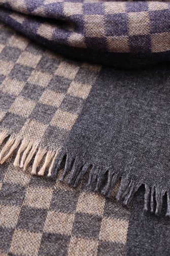 Achterkant van Sjaal met grijs-beige dampatroon door Liberty Island voor Heren