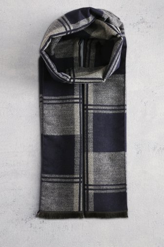 Voorkant van Sjaal met navy-grijs dampatroon door Liberty Island voor Heren