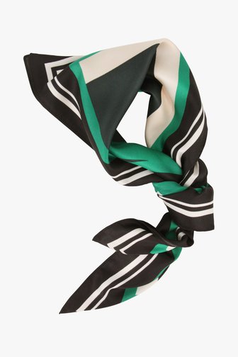 Sjaaltje met print in zwart, ecru en groen van Opus voor Dames