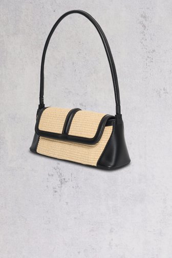 Smalle geweven handtas in beige en zwart van Bulaggi voor Dames