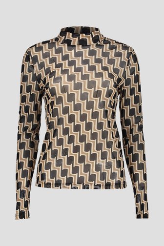 Le devant de Sous-pull en mesh avec imprimé beige-brun	 de Geisha pour Femmes