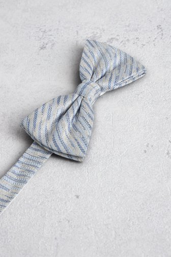Voorkant van Strik met beige-blauw gestreept motief door Liberty Island voor Heren