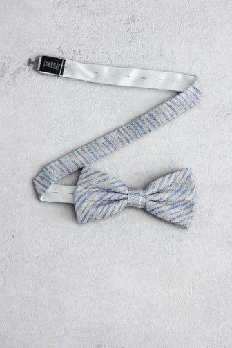 Voorkant van Strik met beige-blauw gestreept motief door Liberty Island voor Heren
