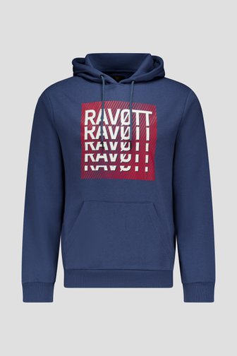 Sweat à capuche bleu avec logo imprimé de Ravøtt pour Hommes