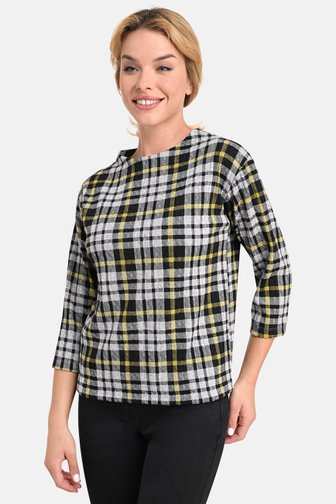 T-shirt à carreaux en gris et jaune de Bicalla pour Femmes