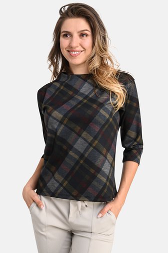 T-shirt à carreaux foncés  de Bicalla pour Femmes