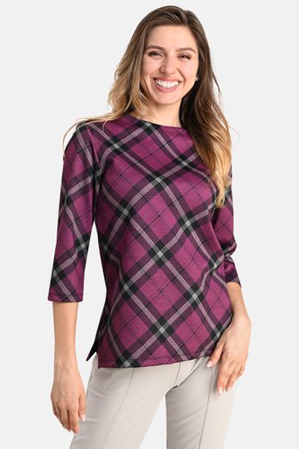 T-shirt à carreaux violets de Bicalla pour Femmes