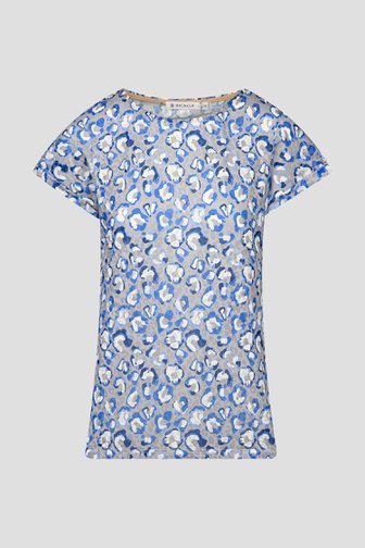 T-shirt à imprimé léopard bleu-gris de Bicalla pour Femmes
