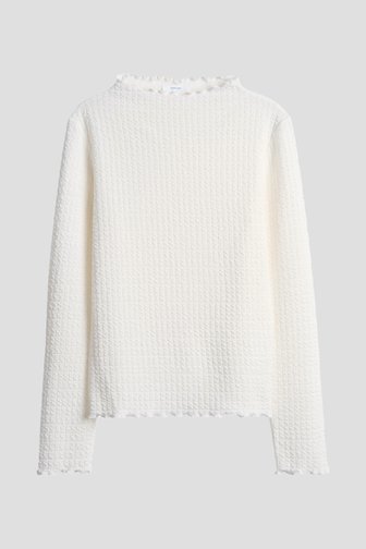 Le devant de T-shirt à manches longues blanc à texture de Opus pour Femmes