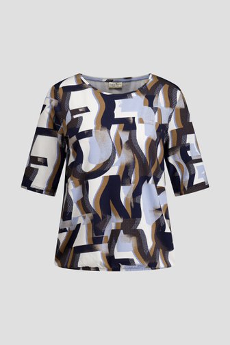 Photo produit 1 de T-shirt à motif graphique beige et bleu de Barbara Lebek pour Femmes