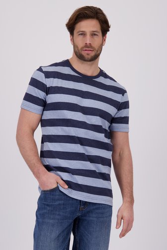 T-shirt à motif rayé bleu de Ravøtt pour Hommes
