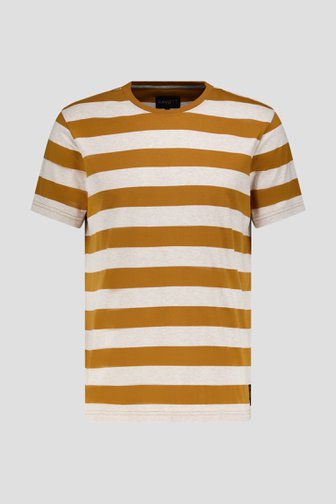 T-shirt à motif rayé marron de Ravøtt pour Hommes