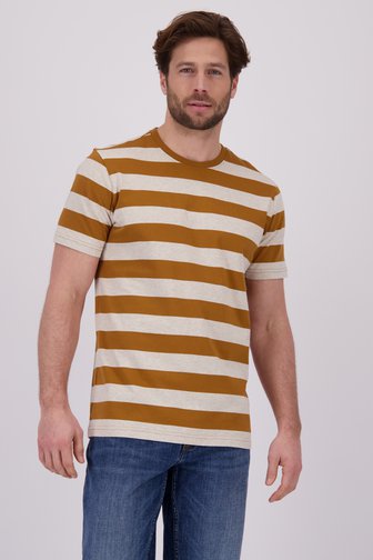 T-shirt à motif rayé marron de Ravøtt pour Hommes