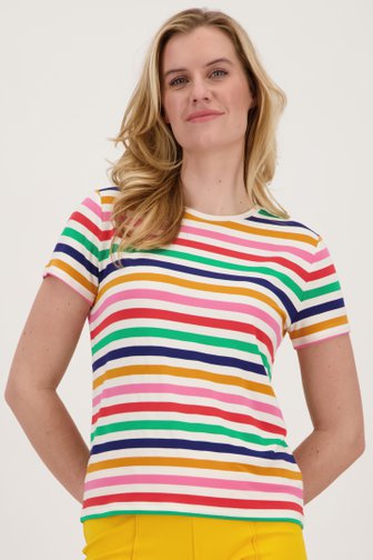 T-shirt à rayures colorées de Liberty Island pour Femmes