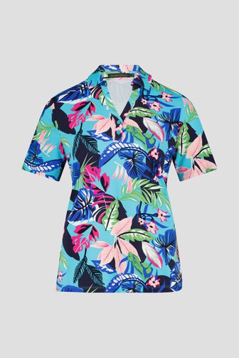 T-shirt avec col en imprimé tropical de Claude Arielle pour Femmes