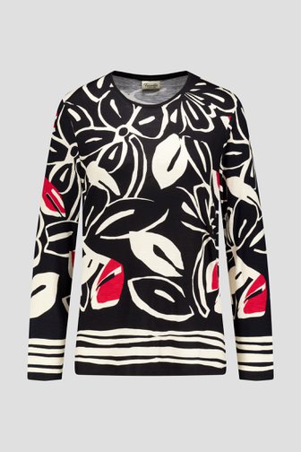 Photo produit 1 de T-shirt avec imprimé feuilles noir et blanc de Barbara Lebek pour Femmes