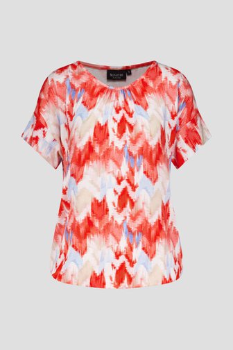 T-shirt avec imprimé rouge de Signature pour Femmes