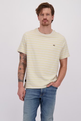 Le devant de T-shirt beige à rayures jaunes de Camel active pour Hommes
