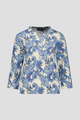 T-shirt beige avec imprimé paisley bleu de Signature pour Femmes