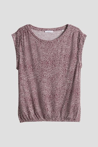 T-shirt beige clair avec imprimé bordeaux de Opus pour Femmes