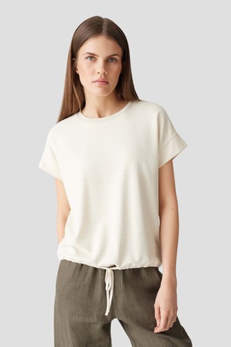 T-shirt beige clair avec lien à nouer de Opus pour Femmes
