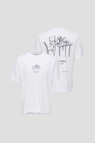 Le devant de T-shirt blanc à col rond de Only & Sons pour Hommes