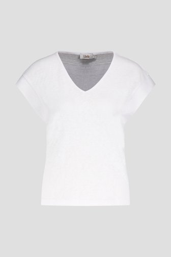 T-shirt blanc à col V de Libelle pour Femmes