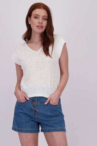 T-shirt blanc à col V de Libelle pour Femmes