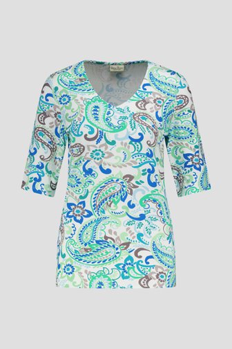 T-shirt blanc à imprimé cachemire et fleurs de Barbara Lebek pour Femmes