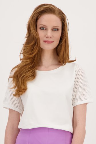 T-shirt blanc à manches crochetées de Libelle pour Femmes