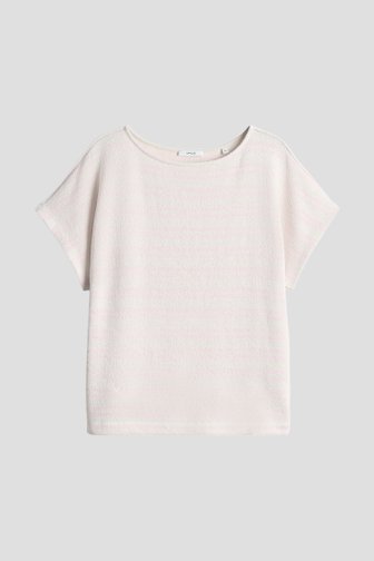 Le devant de T-shirt blanc à rayures rose clair de Opus pour Femmes