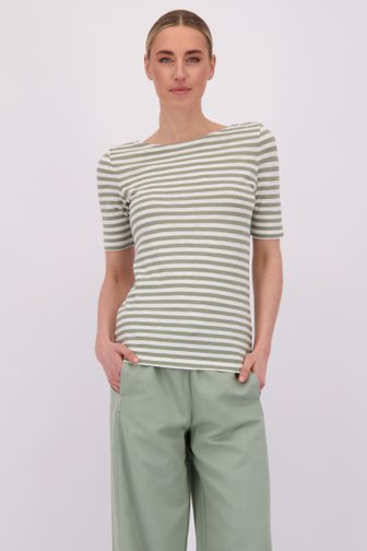 Le devant de T-shirt blanc à rayures vertes de Marc O'Polo pour Femmes