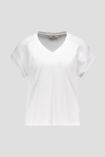 T-shirt blanc avec détail tricoté sur l'épaule de Libelle pour Femmes