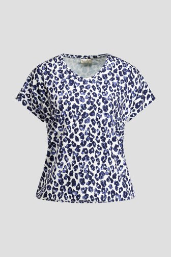 Photo produit 1 de T-shirt blanc avec imprimé en tons de bleu de Barbara Lebek pour Femmes