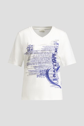 Photo produit 1 de T-shirt blanc avec imprimé et strass de Barbara Lebek pour Femmes